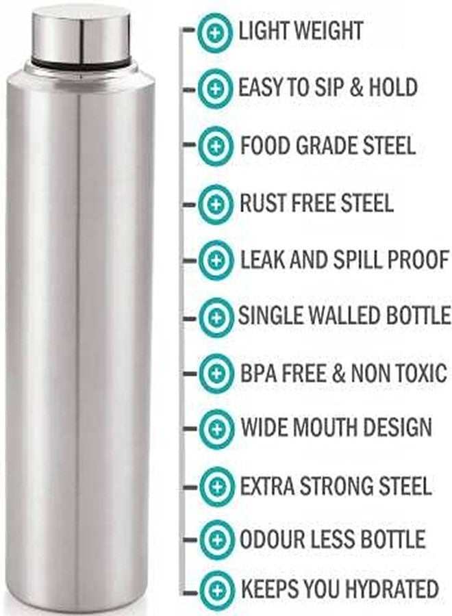 STEEPLE 1000ml Stainless Steel Water Bottle, Fridge Water Bottle Set 1Litre (4) - Image 2
